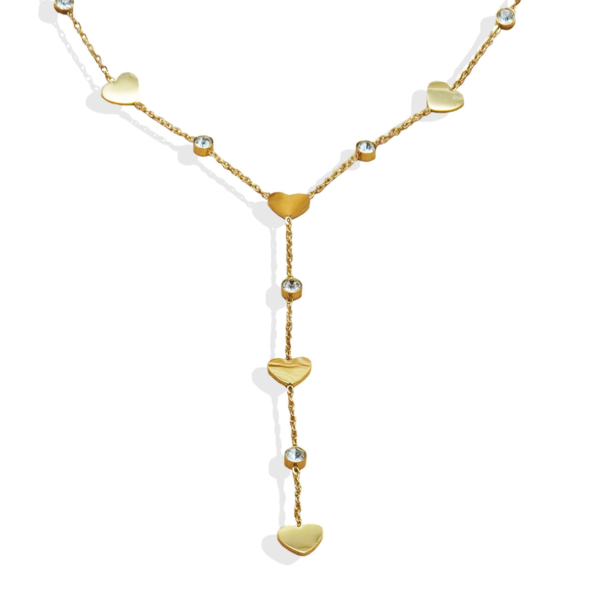 Lxalry 18K Gold Plated Rhinestone Necklace Recycled Stainless Steel Modern Minimalist Jewelry Hypoallergenic Ocean Safe Gift For Women Wife Mom Everyday Glam With Golden Hour Glow