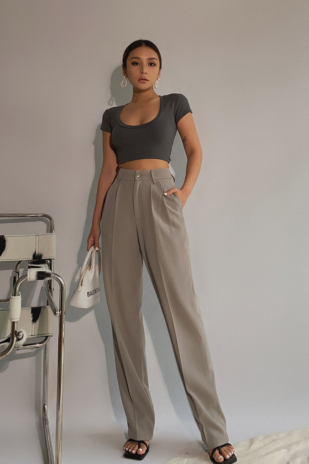 Draping bf boyfriend style long trousers