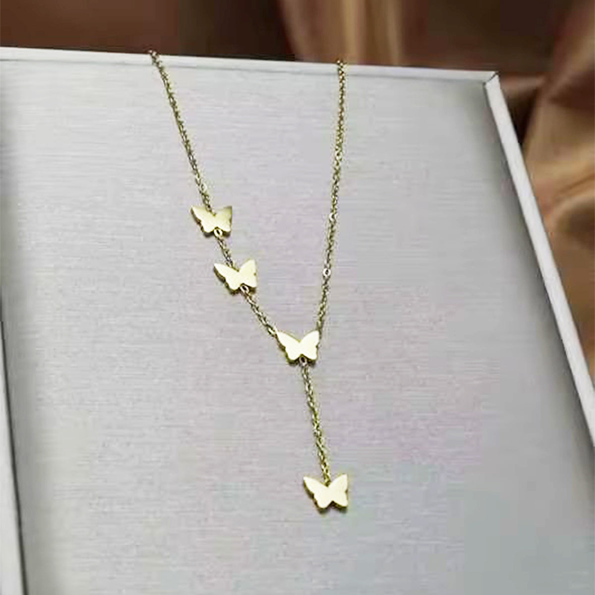 Lxalry 18K Gold Plated Celestial Necklace Butterfly Heart Charm Stainless Steel Jewelry Skin Safe Hypoallergenic Gift For Women Wife Mom Romantic Everyday Wedding Glow