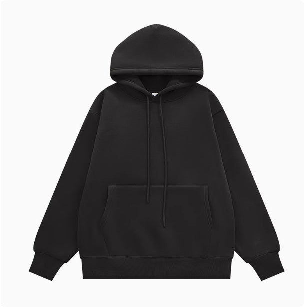 American Street Solid Color Fleece Hooded Sweatshirt For Men And Women