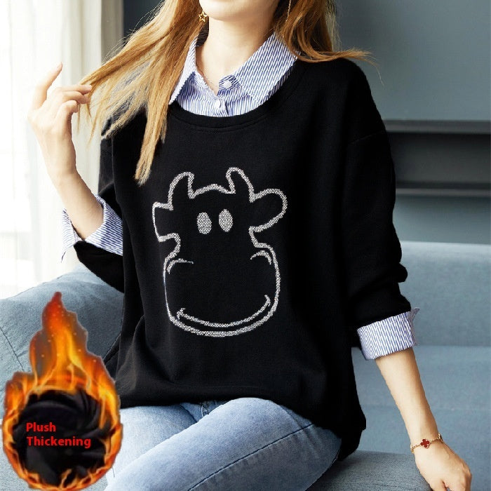 Women's Autumn Winter False-two-piece Sweater Shirt Collar