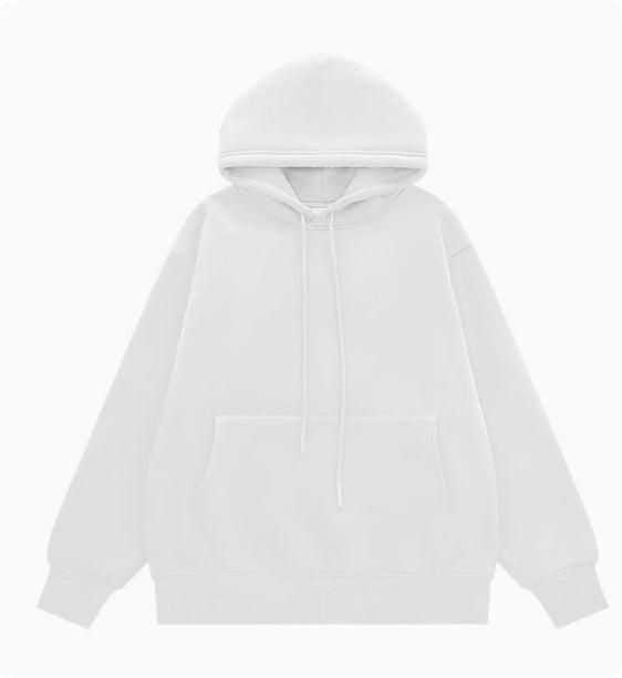 American Street Solid Color Fleece Hooded Sweatshirt For Men And Women