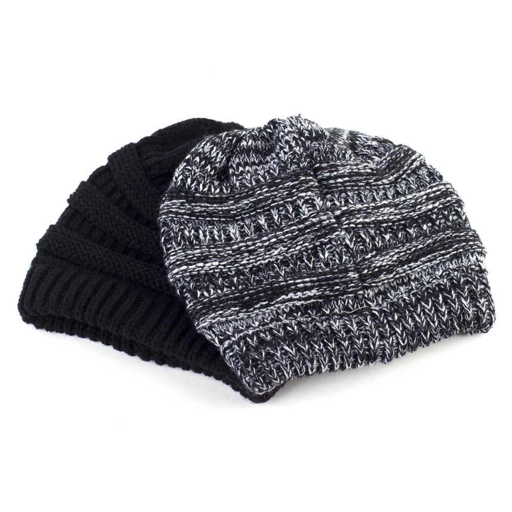 Personalized Women's Ponytail Knitted Wool Hat