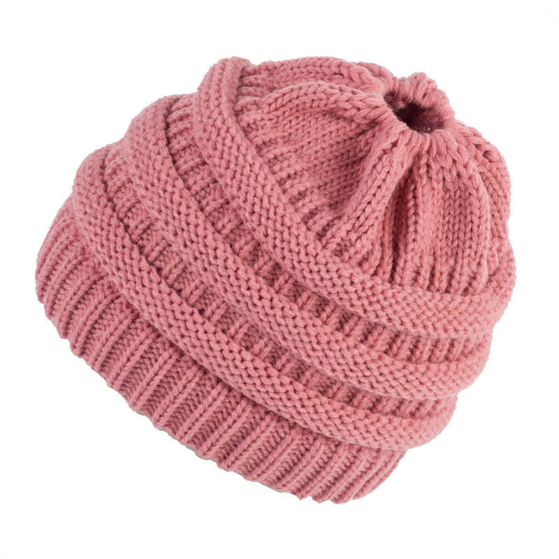Personalized Women's Ponytail Knitted Wool Hat