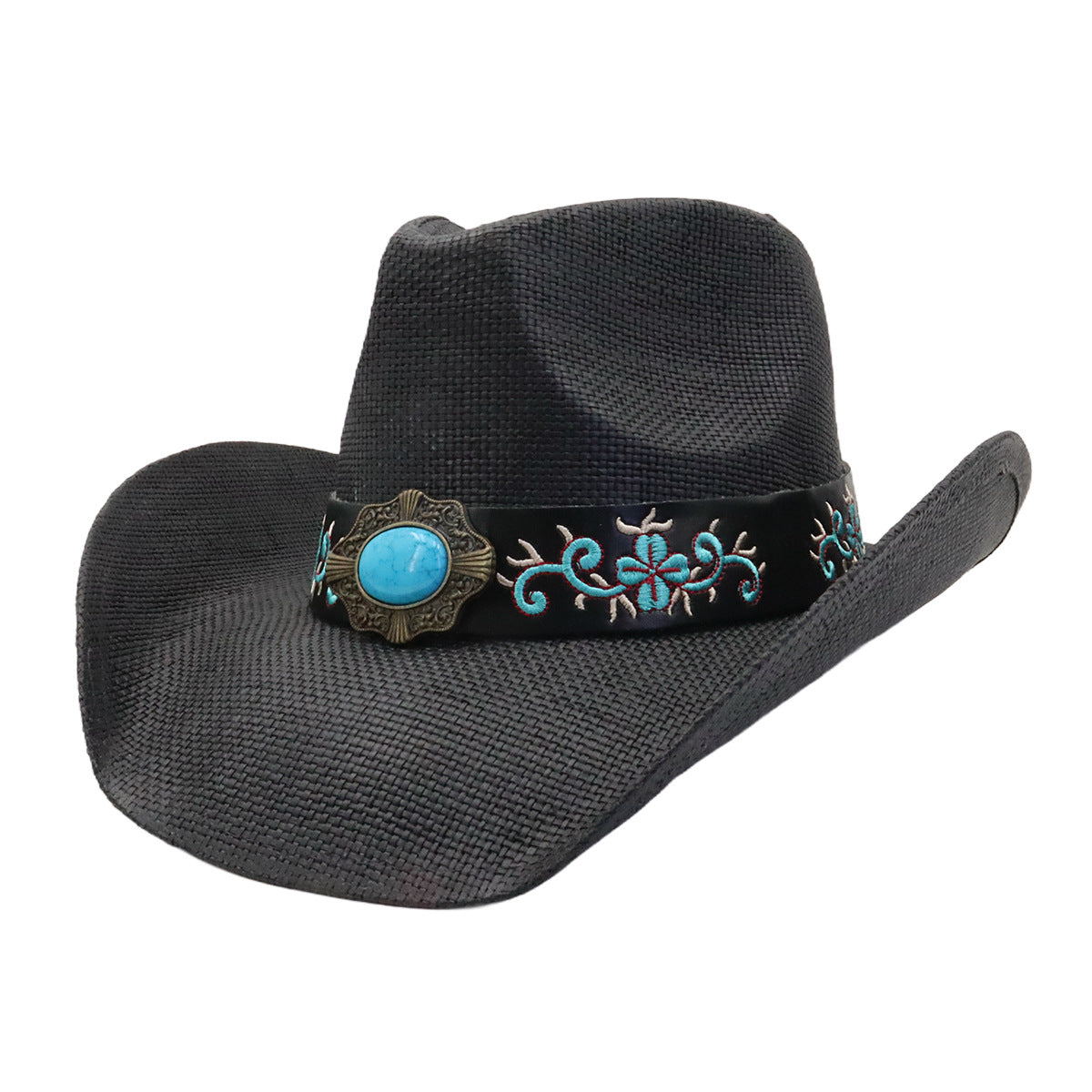 Women's Simple Loose Peach Top Hard Straw Cowboy Hat
