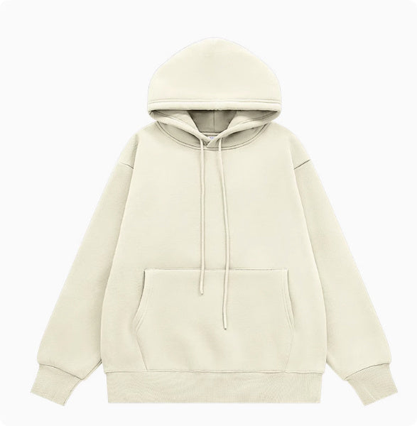 American Street Solid Color Fleece Hooded Sweatshirt For Men And Women