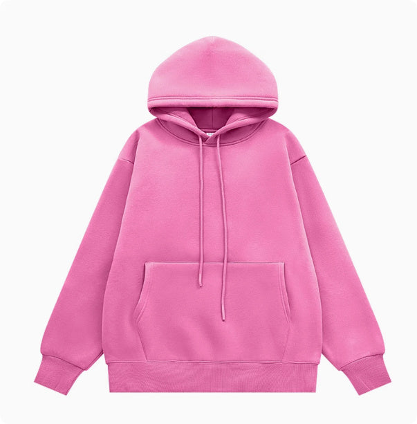 American Street Solid Color Fleece Hooded Sweatshirt For Men And Women