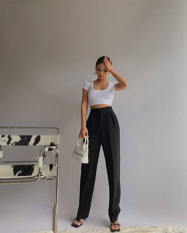 Draping bf boyfriend style long trousers