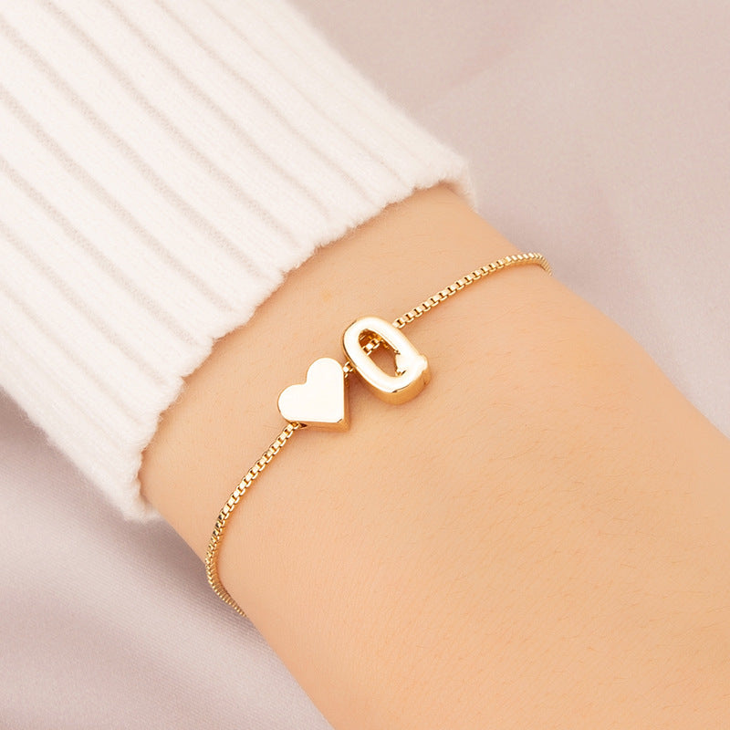 Bracelet Heart-shaped English Letters