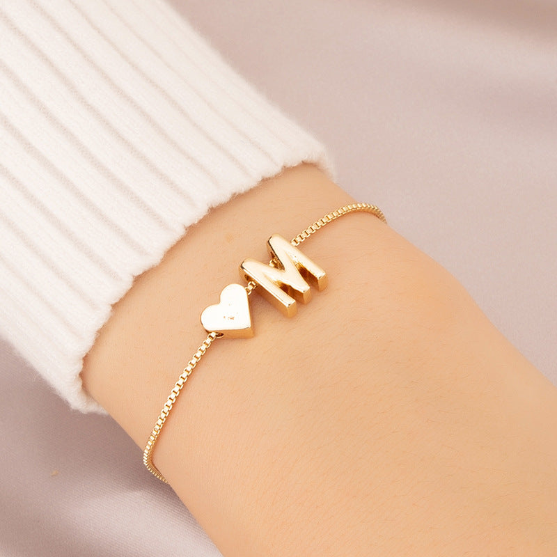 Bracelet Heart-shaped English Letters