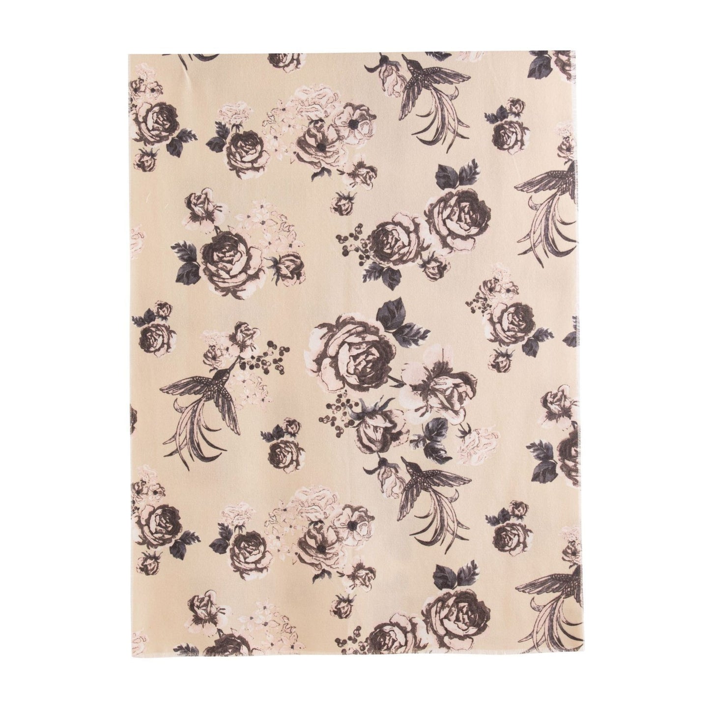 Cashmere-like Tassel Shawl Rose Print Cold-proof Warm Scarf