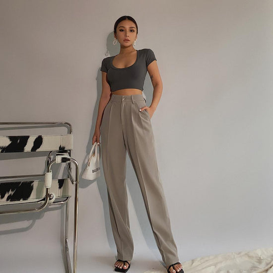 Draping bf boyfriend style long trousers