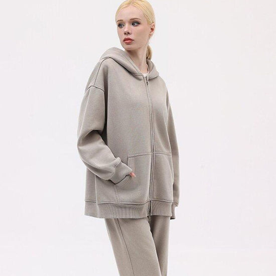 Fleece-lined Distressed Hooded Cardigan Sweater Women&