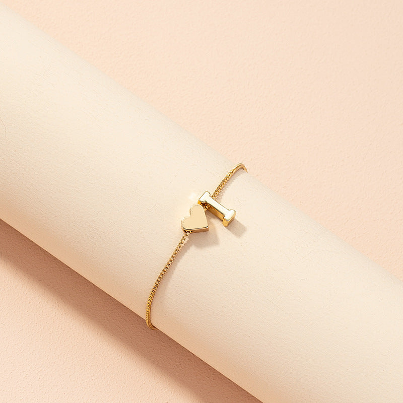 Bracelet Heart-shaped English Letters