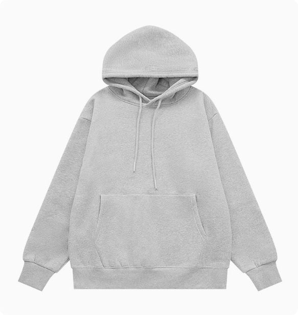 American Street Solid Color Fleece Hooded Sweatshirt For Men And Women