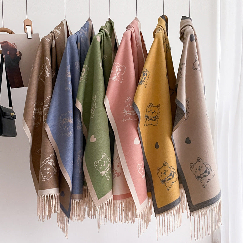 Warm Scarf Fashionable Outerwear Sweet Cute Double-sided Shawl