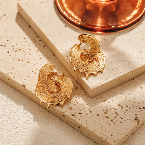 Irregular Retro Ear Clip Brass Light Luxury Personalized Earrings