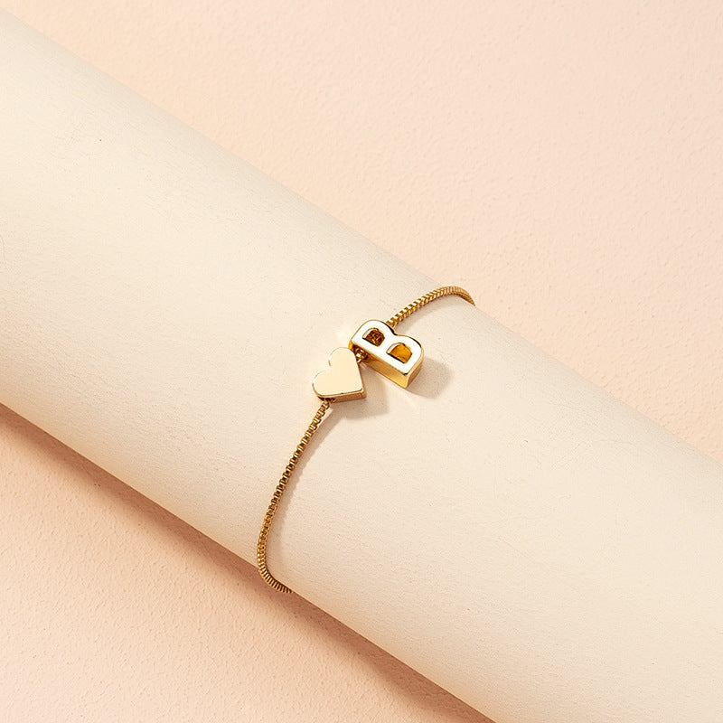 Bracelet Heart-shaped English Letters