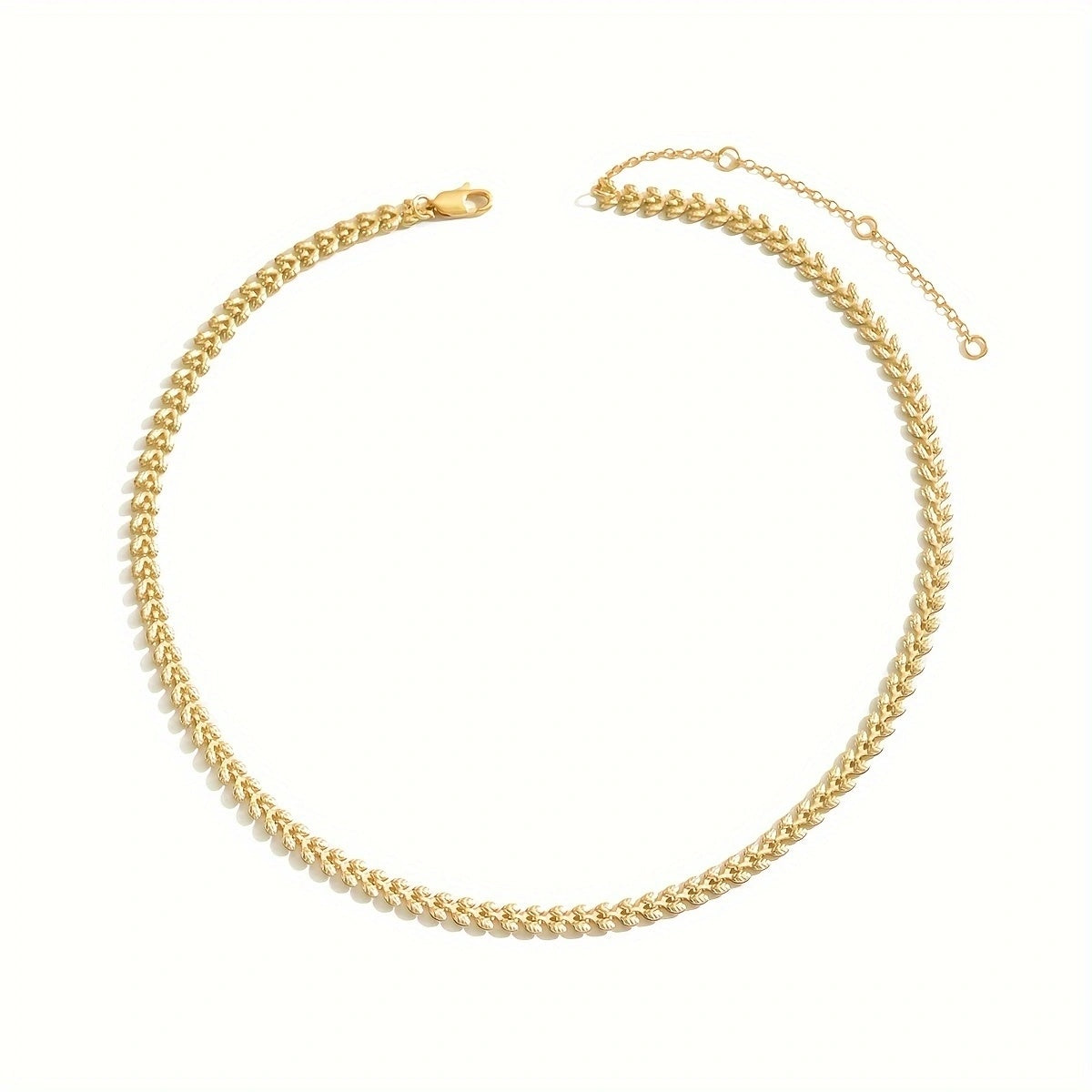Luxury Chain Necklace Retro Geometric Wheat Leaf Design  Stylish Spring Summer Accessories, Everyday  Party Wear Gift Idea