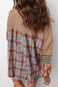 Aaliyah Waffle Stripe Plaid Patchwork Henley Knit Top-1