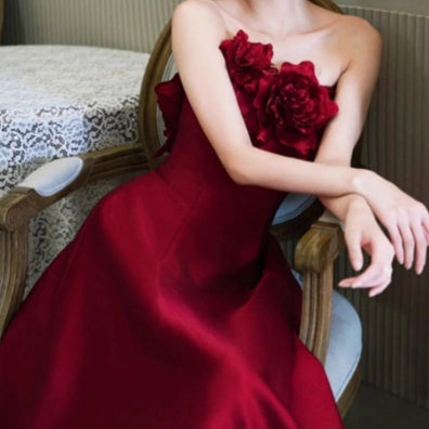 Human Wealth Flower Wine Red Rose Wedding Toast Dress