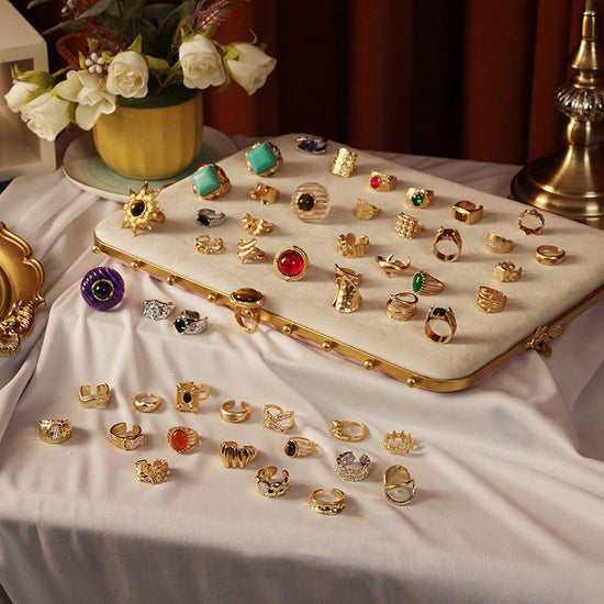 Natural Stone Geometric Ring High-grade Versatile Retro Non-fading