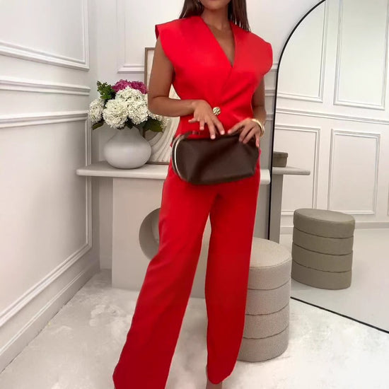 Button Wide-leg Pants Temperament Commute Fashion Suit
