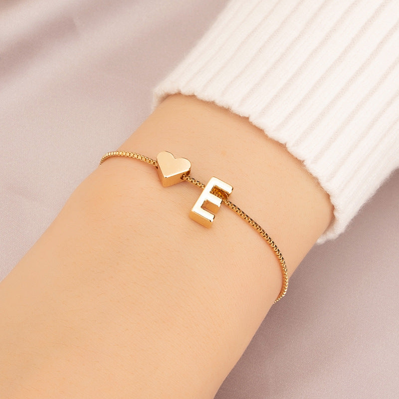 Bracelet Heart-shaped English Letters