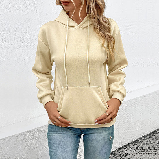 Cross-border Long Sleeve Solid Color Hoodie