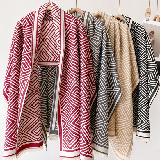 Thickened Warm Office Cloak Nap Wool Blanket Plaid Cloak Dual-use