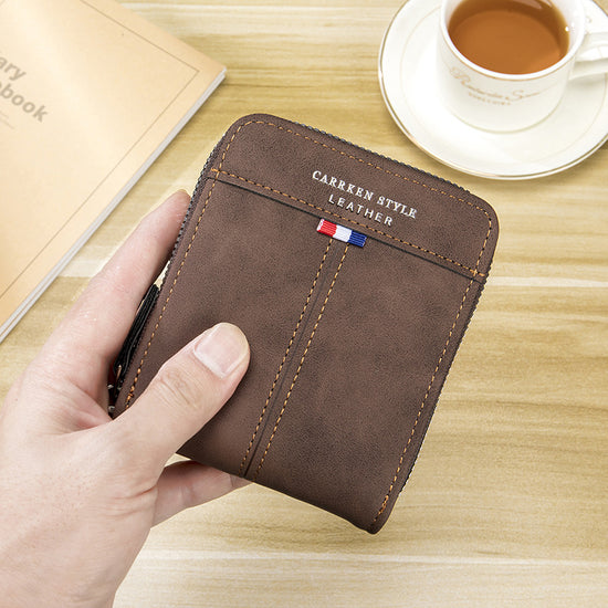 Vintage Two Fold Short Horizontal Zipper Men&