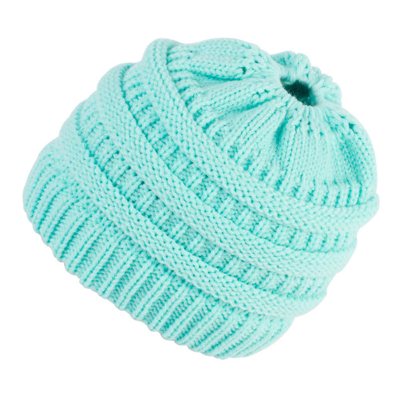 Personalized Women's Ponytail Knitted Wool Hat