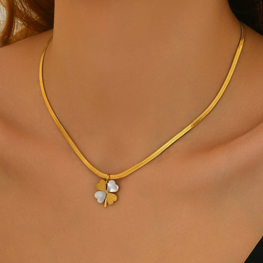 Lxalry 18K Gold Plated Double Luck Necklace  Four Leaf Clover Charm Hypoallergenic Jewelry Tarnish Free Gift For Women Wife Mom  Valentine S Day Birthday Everyday Elegance