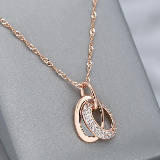 Double Circle Zircon Pendant And Necklace