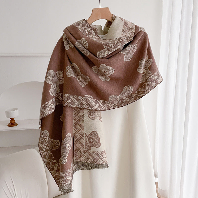 Warm Scarf Fashionable Outerwear Sweet Cute Double-sided Shawl