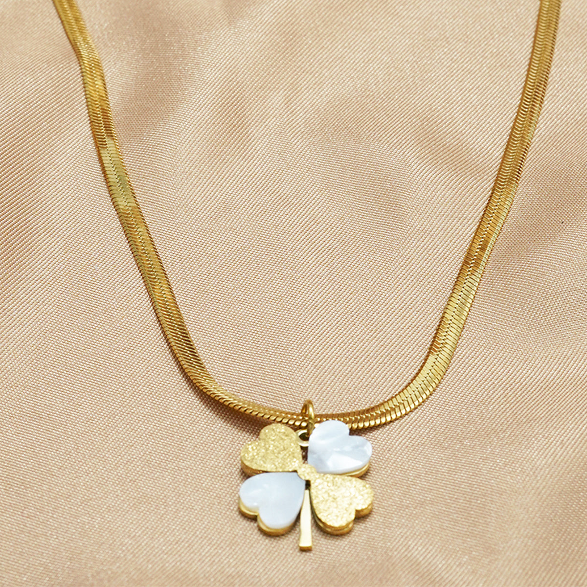 Lxalry 18K Gold Plated Double Luck Necklace  Four Leaf Clover Charm Hypoallergenic Jewelry Tarnish Free Gift For Women Wife Mom  Valentine S Day Birthday Everyday Elegance