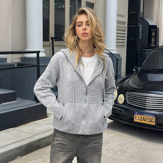 Long Sleeve Zipper Sweater Coat Women&