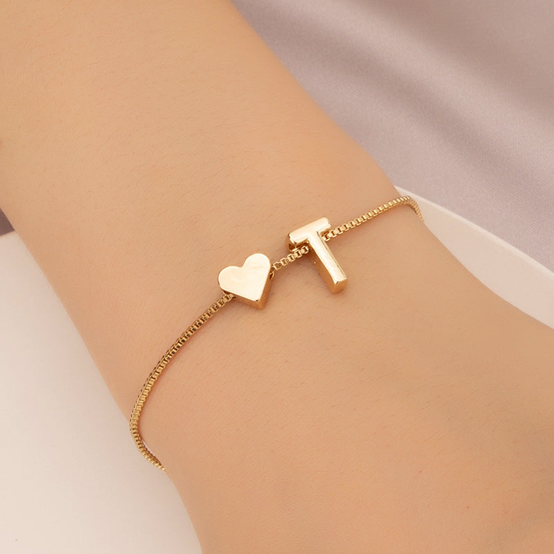 Bracelet Heart-shaped English Letters